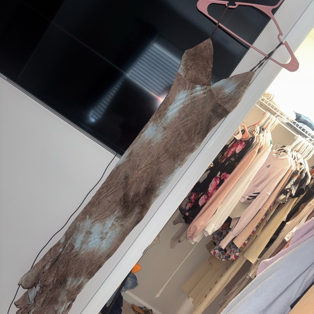 Brown and Blue Tie-Dye Maxi Dress